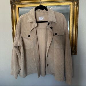 Beige Corduroy Shacket